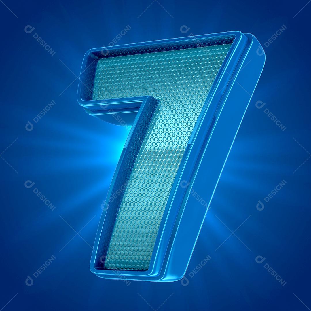 Nùmero 7 Azul Elemento Para Composição PSD