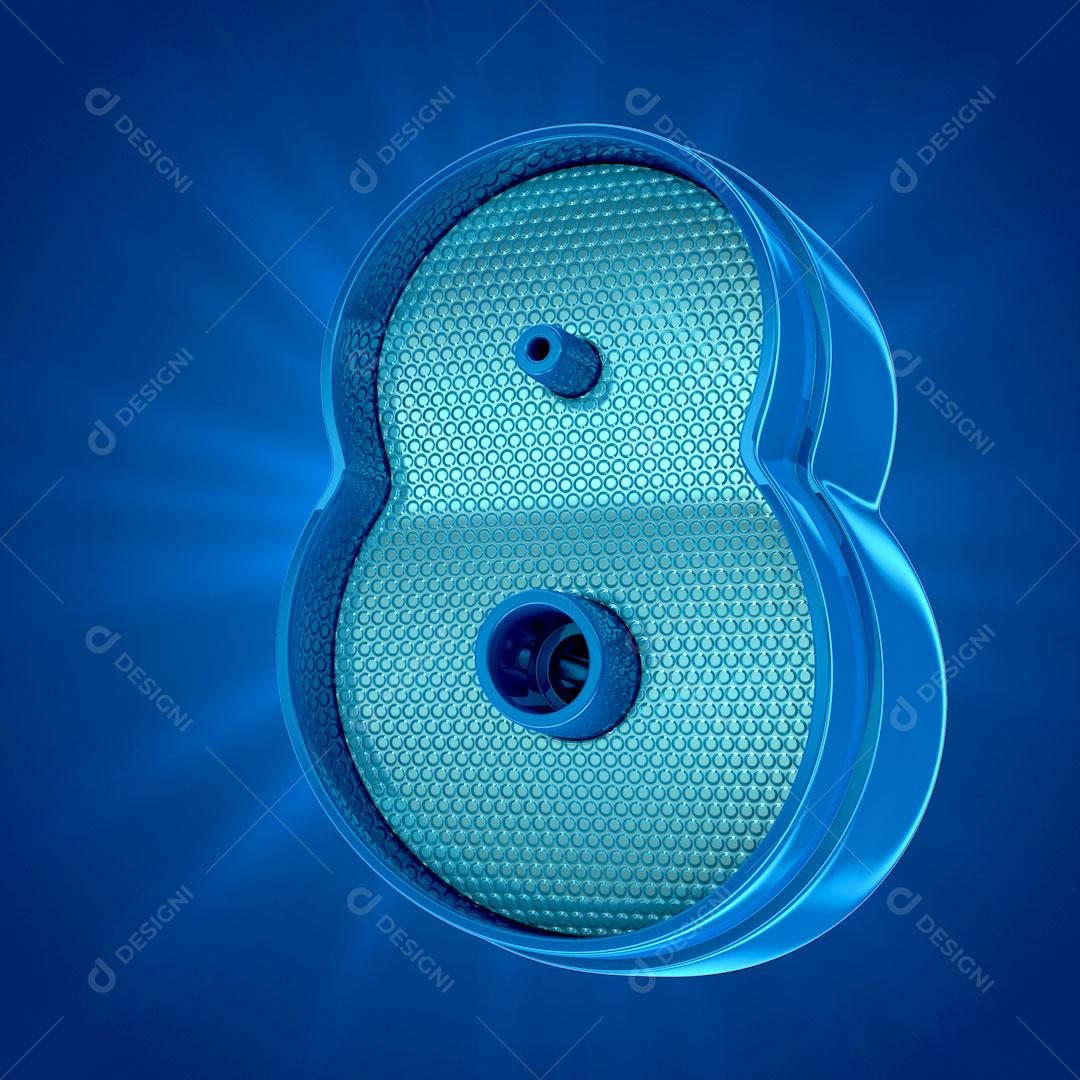 Nùmero 8 Azul Elemento Para Composição PSD