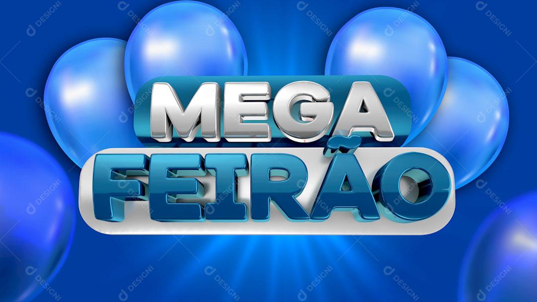 Mega Feirão Selo 3D Azul Para Composição PSD Editável
