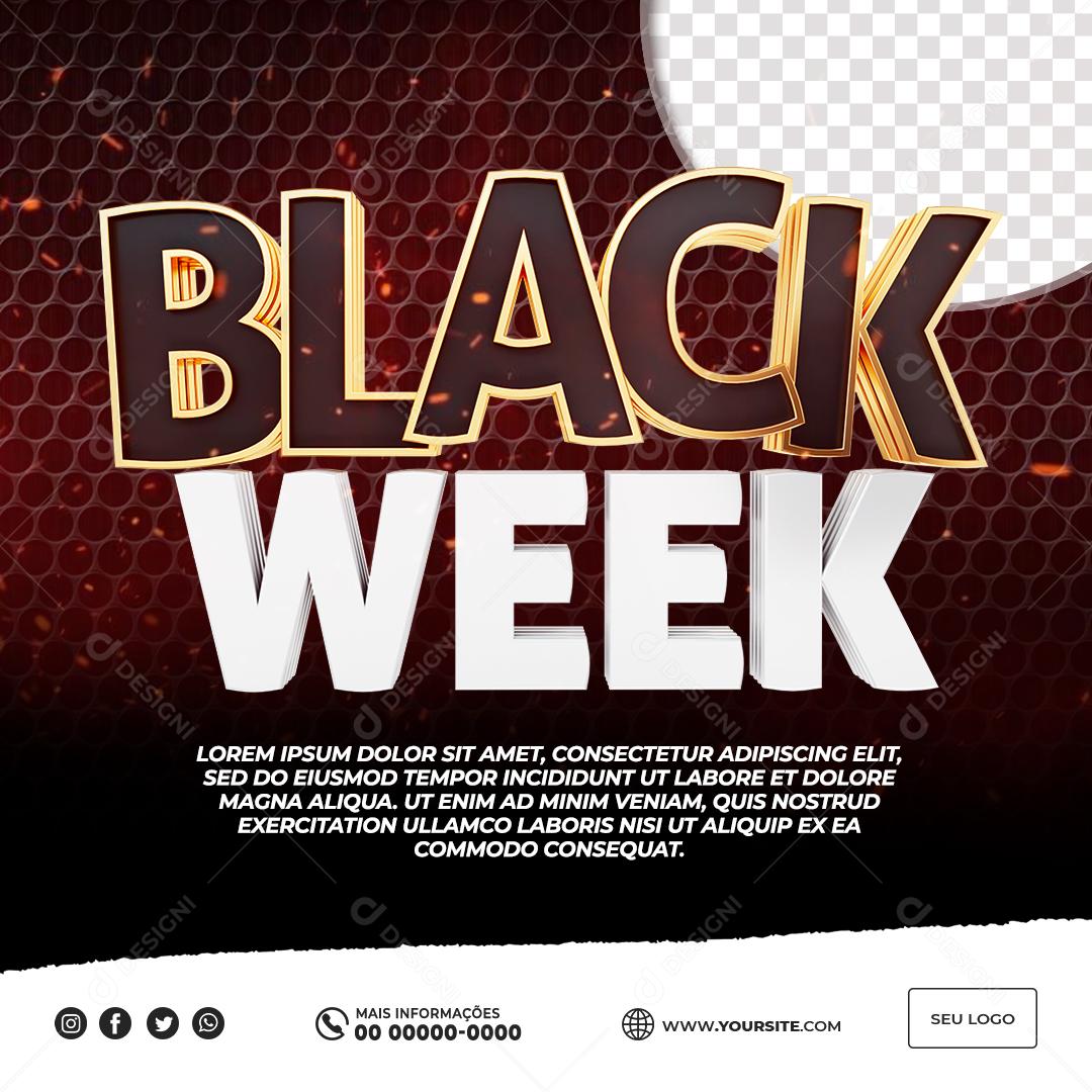 Selo 3D Black Week Para Composição PSD