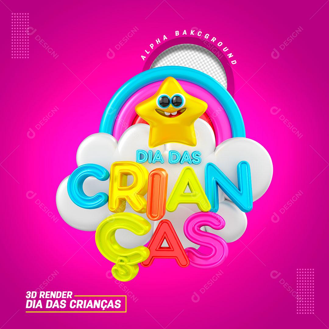 Selo 3D Dia das Crianças PSD Para Composição