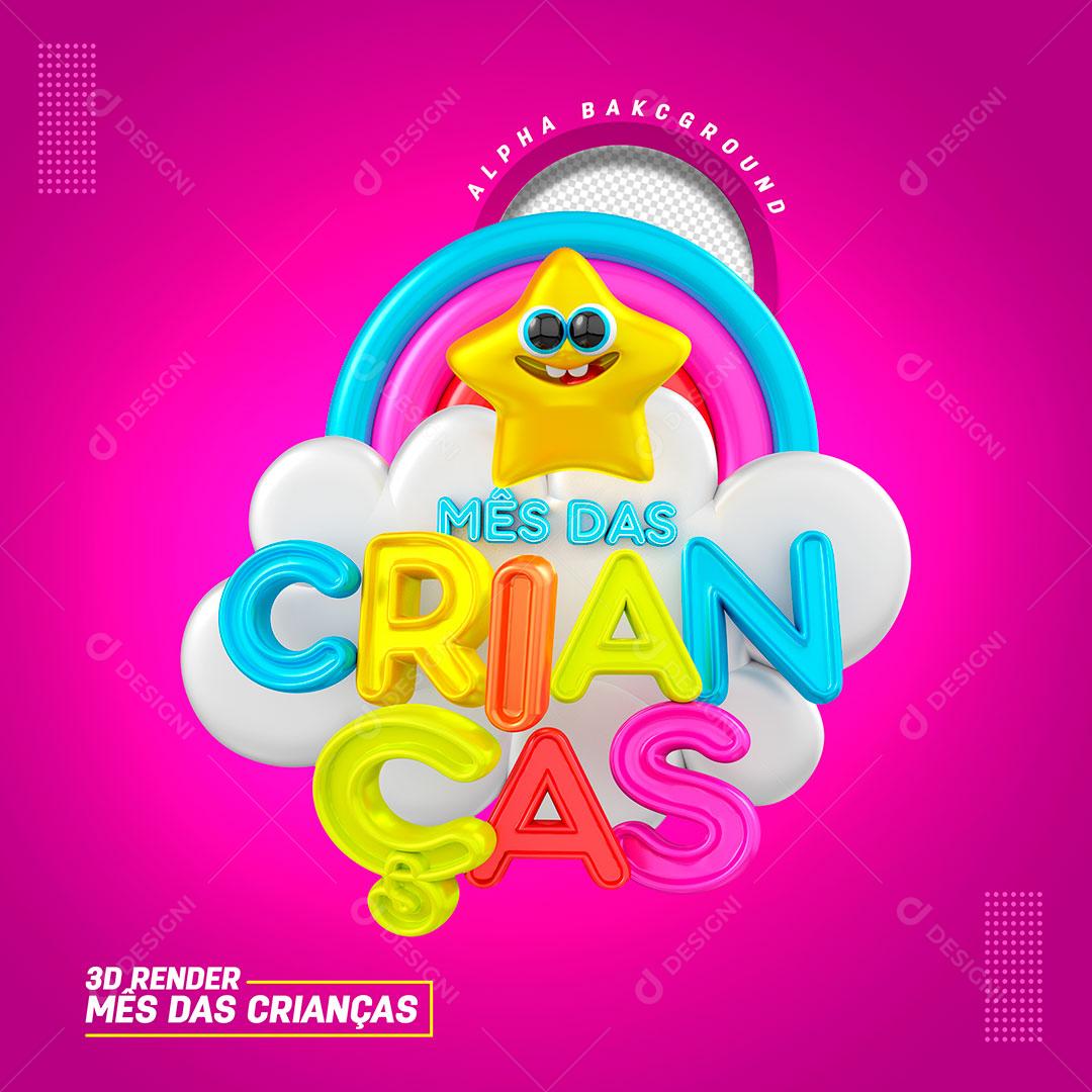 Selo 3D Semana das Crianças PSD Para Composição