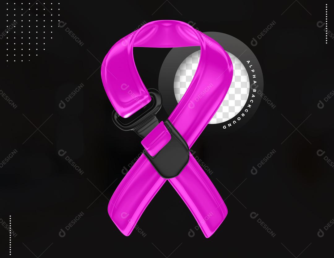 Elemento 3D para Composição Laço Outubro Rosa Rosa PSD