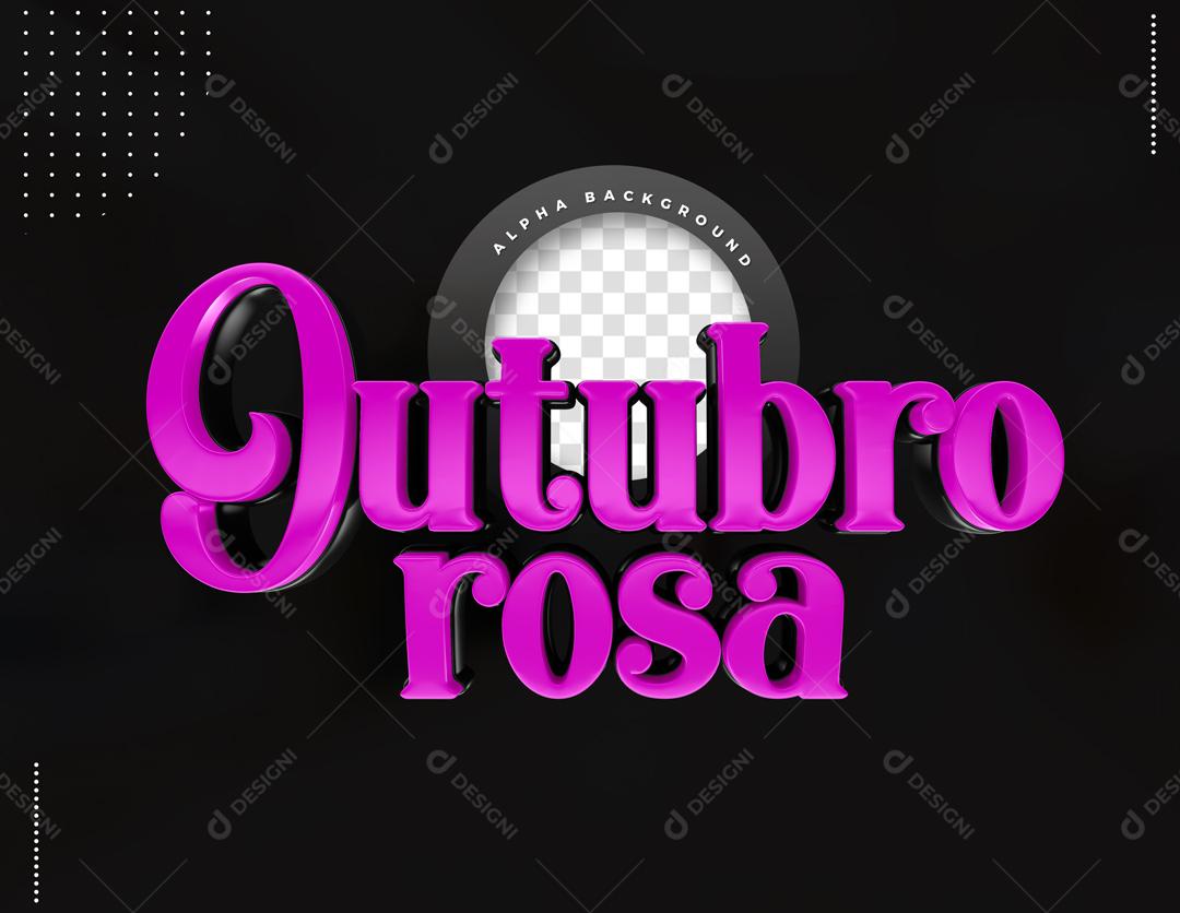 Selo 3D para Composição Outubro Rosa PSD