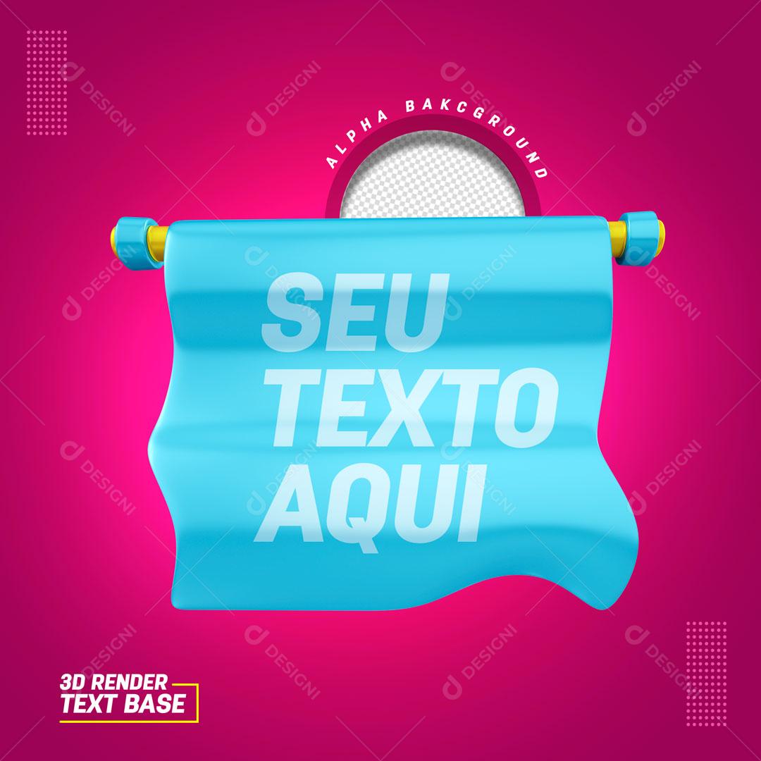 Elemento 3D Bandeira Azul Texto Editáveis PSD