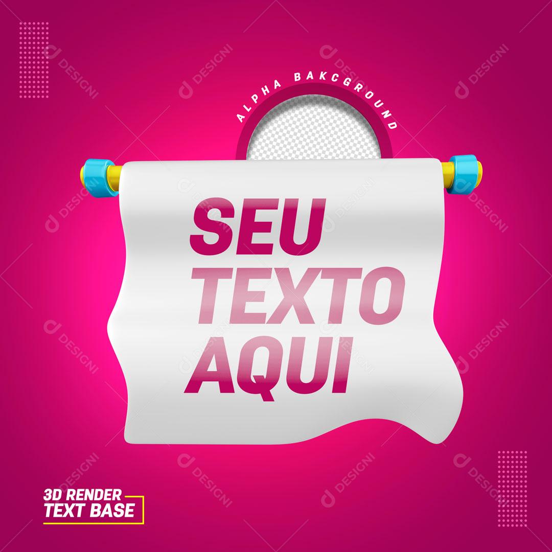 Elemento 3D Bandeira Branca Texto Editáveis PSD