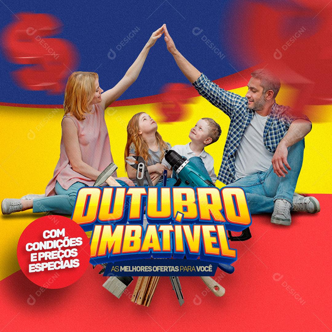 Post Feed Contrução Outubro Imbatível Social Media PSD Editável