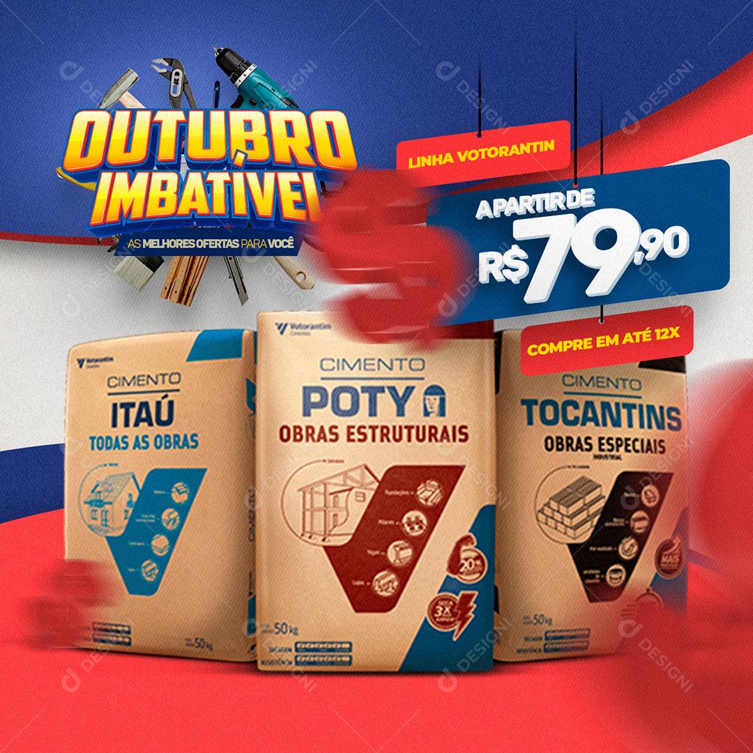 Post Feed Contrução Outubro Imbatível Produtos Social Media PSD Editável