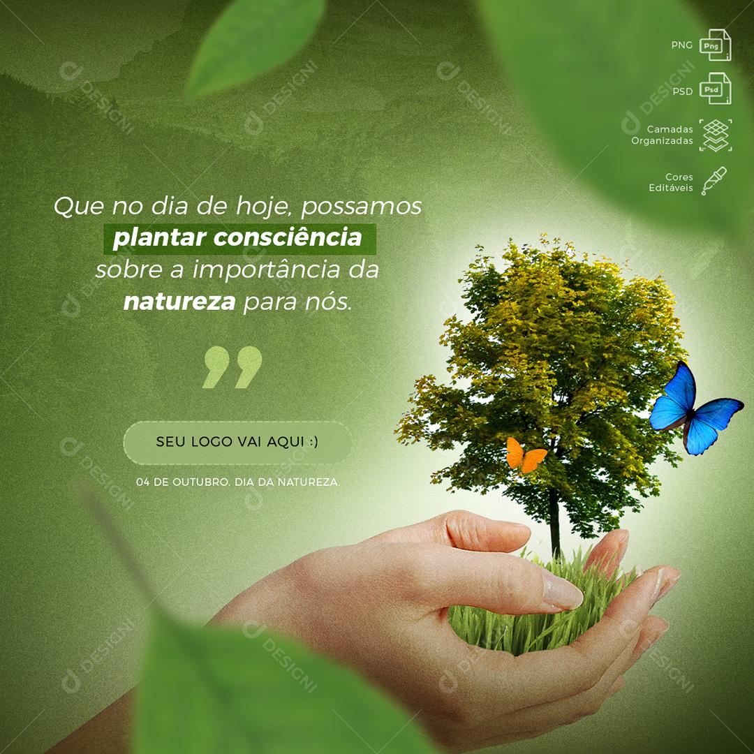 Post Feed Data Comemorativa 04 de Outubro Dia da Natureza Social Media PSD Editável