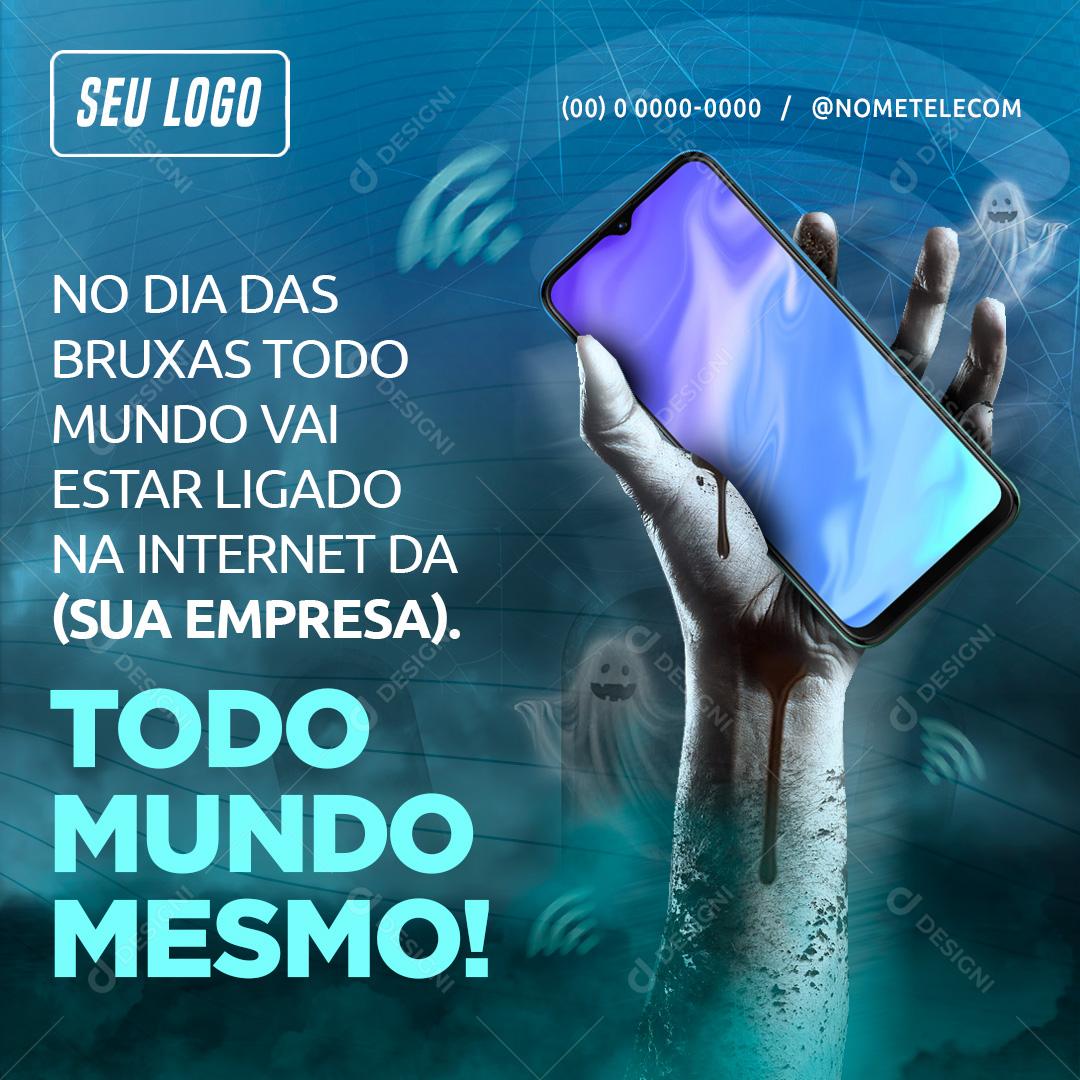 Dia Das Bruxas Todo Mundo Ligado Social Media PSD Editável