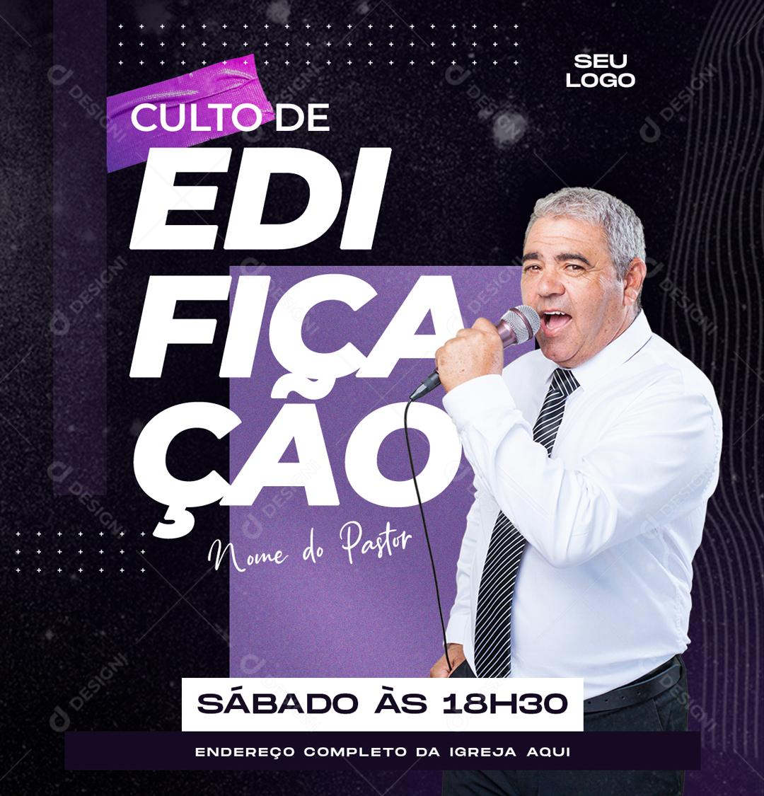 Culto De Edificação Igreja Social Media PSD Editável