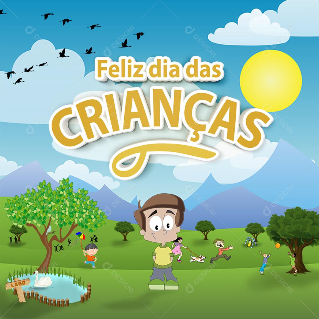 Post Feed Feliz Dia Das Crianças Social Media PSD Editável