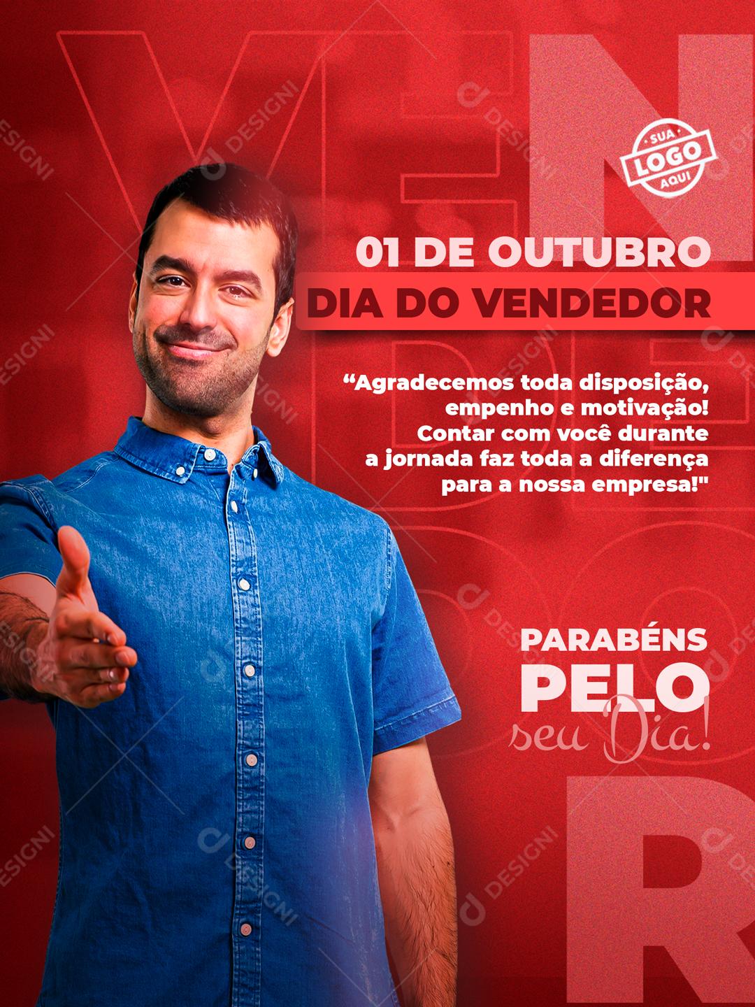 01 De Outubro Dia Do Vendedor Social Media PSD Editável