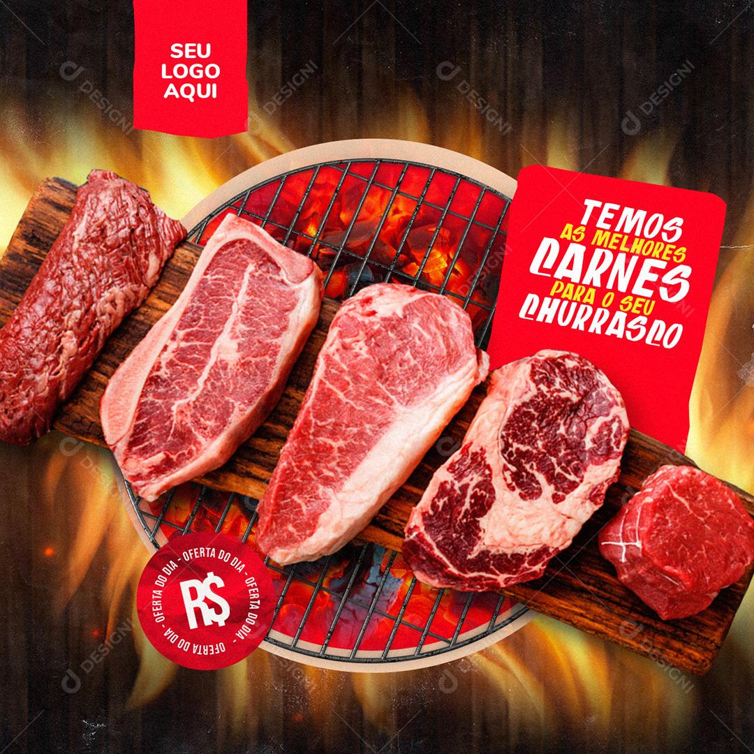 Ofertas Mercado Açougues Melhores Carnes Social Media PSD Editável