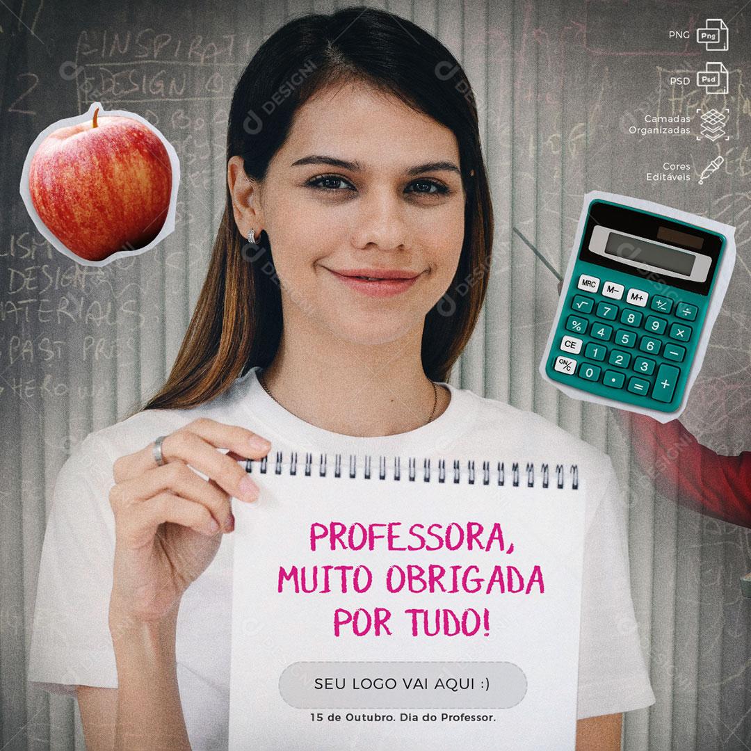 Post Feed Data Comemorativa Professora Muito Obrigado Social Media PSD Editável