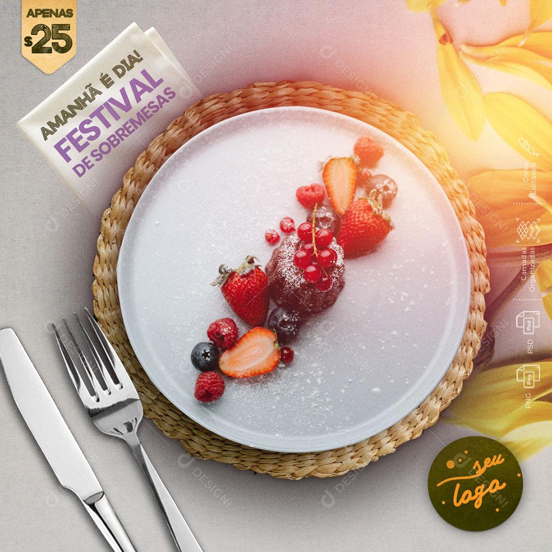 Post Feed Restaurante Amanha é Dia Social Media PSD Editável