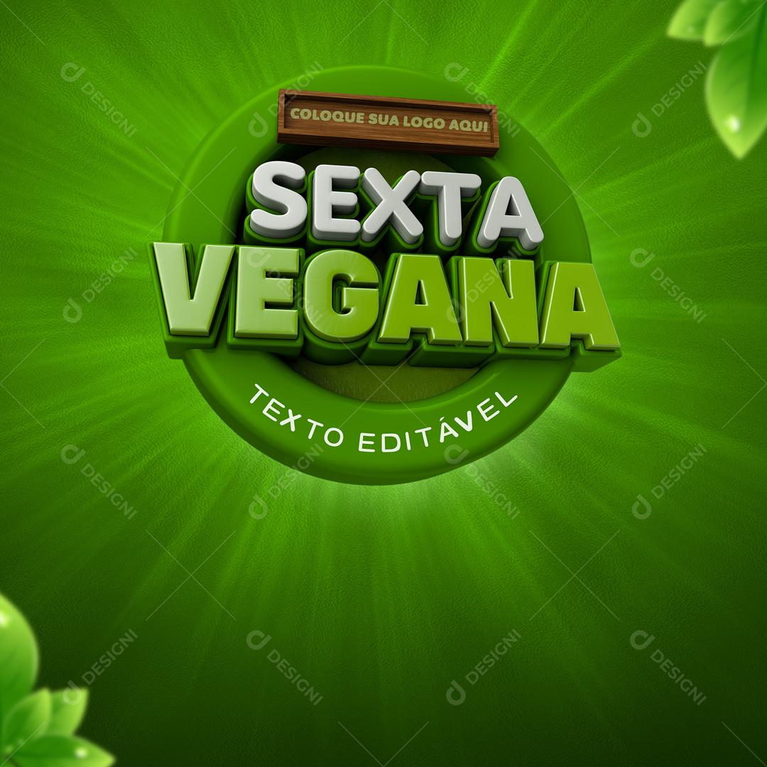 Selos Elementos 3D Composição Sexta Vegana