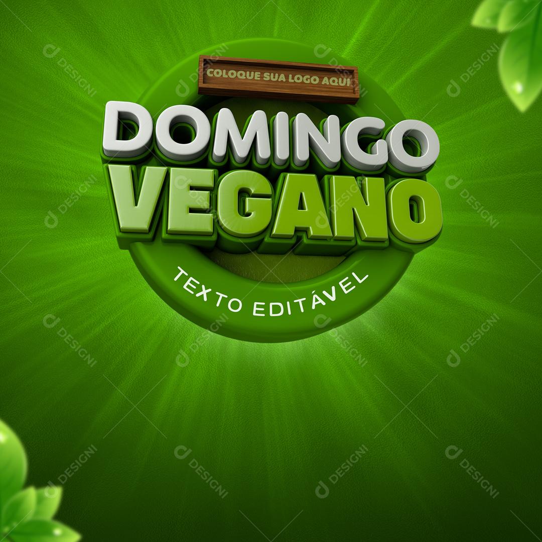 Selos Elementos 3D Composição Domingo Vegano
