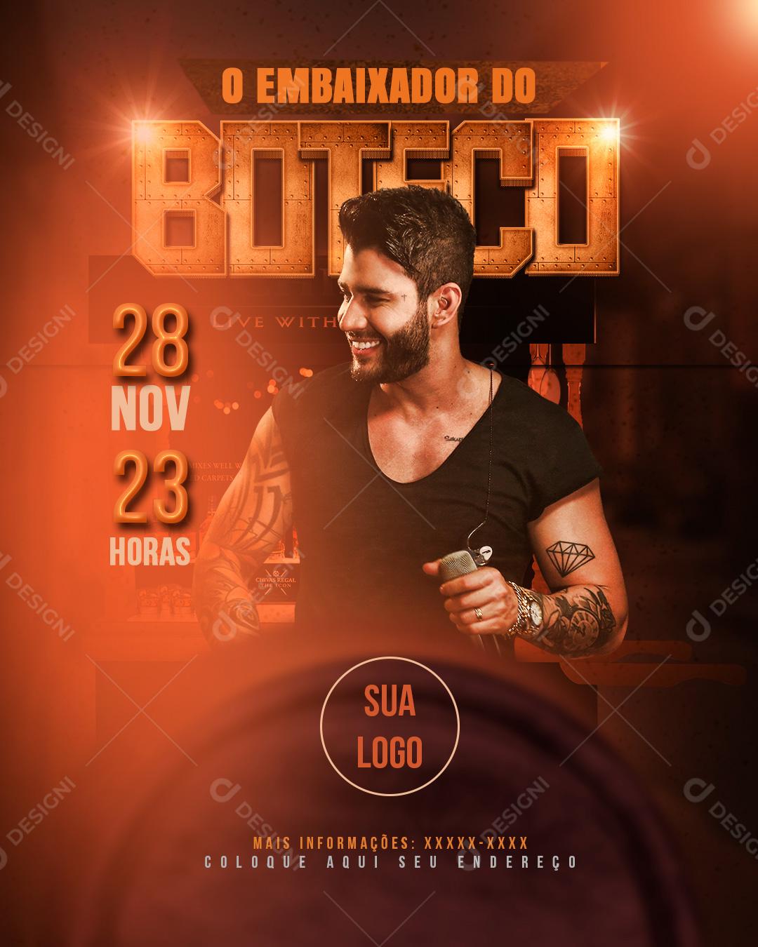 Feed Flayer O Embaixador Boteco Social Media PSD Editável