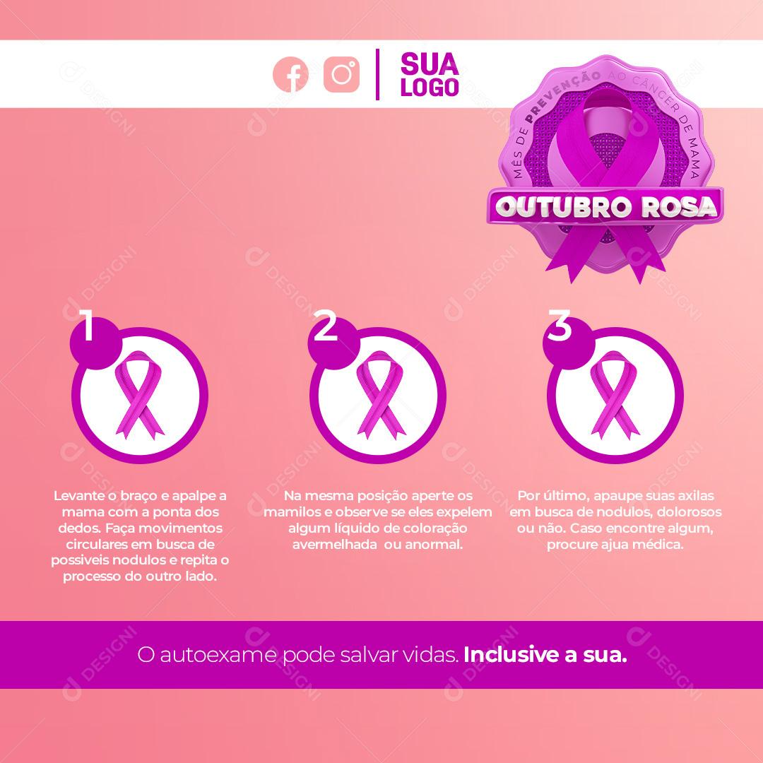 Outubro Rosa Autoexame Social Media PSD Editável