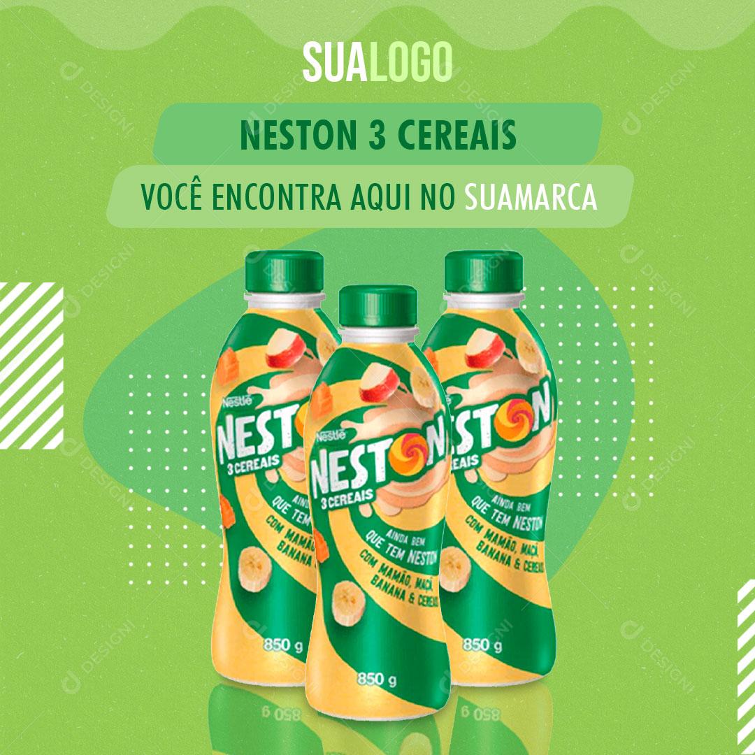 Post Feed Supermercado Neston 3 Cereais Social Media PSD Editável