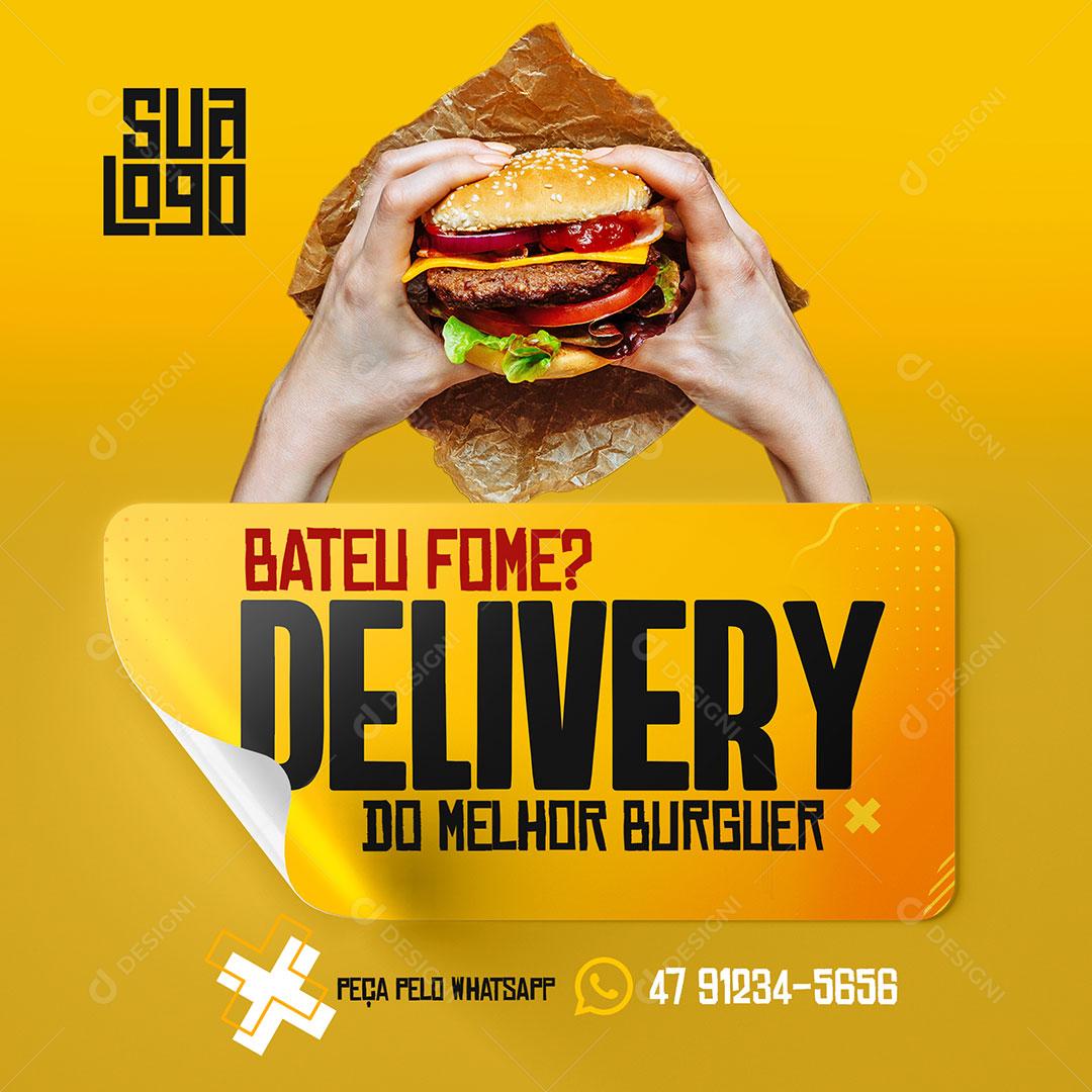 Post Feed Hamburgueria Bateu Fome Social Media PSD Editável