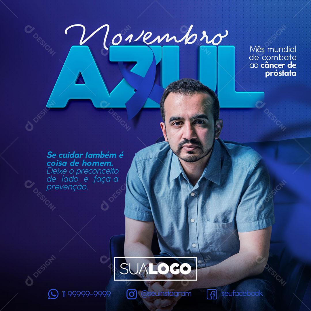 Post Feed Data Comemorativa Novembro Azul Social Media PSD Editável