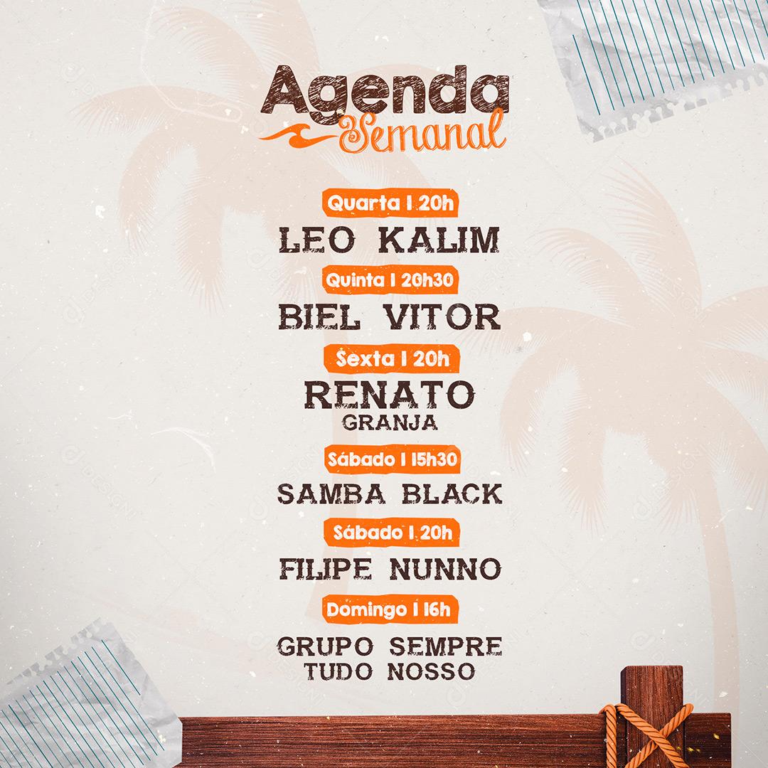 Flyer Agenda Semanal Cantores Social Media PSD Editável