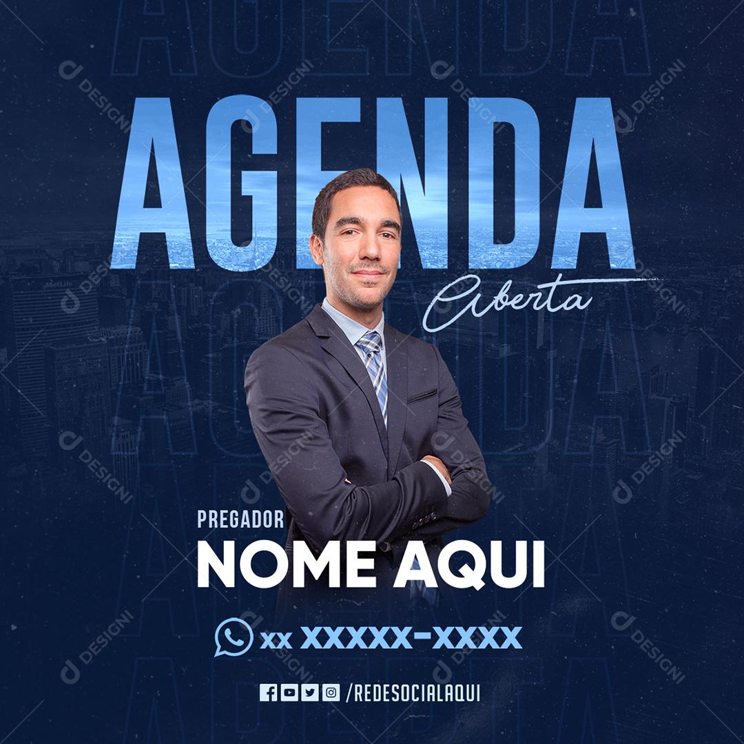 Agenda Aberta Pregador Social Media PSD Editável