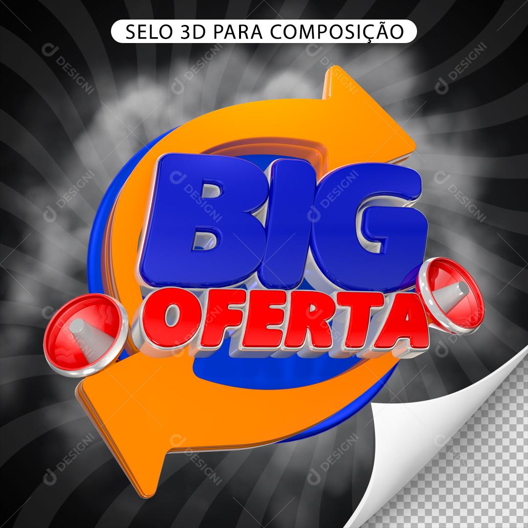 Big Oferta Selo 3D Para Composição PNG Transparente
