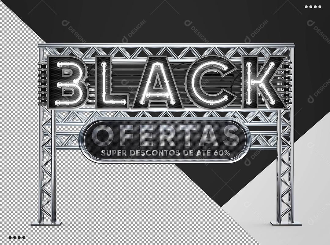 Selo 3D para Composição Black Friday Ofertas e Descontos PSD Editável