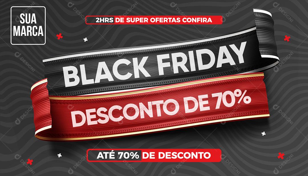 Black Friday Banner 70% de Desconto Social Media PSD Editável