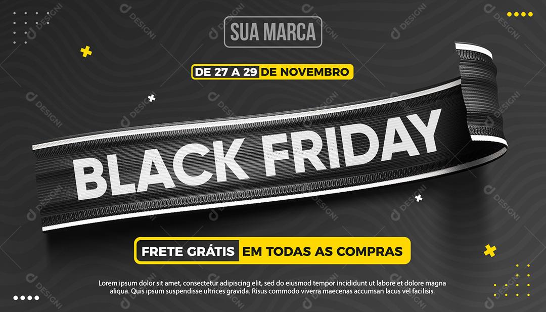 Black Friday Banner Frete Grátis Social Media PSD Editável