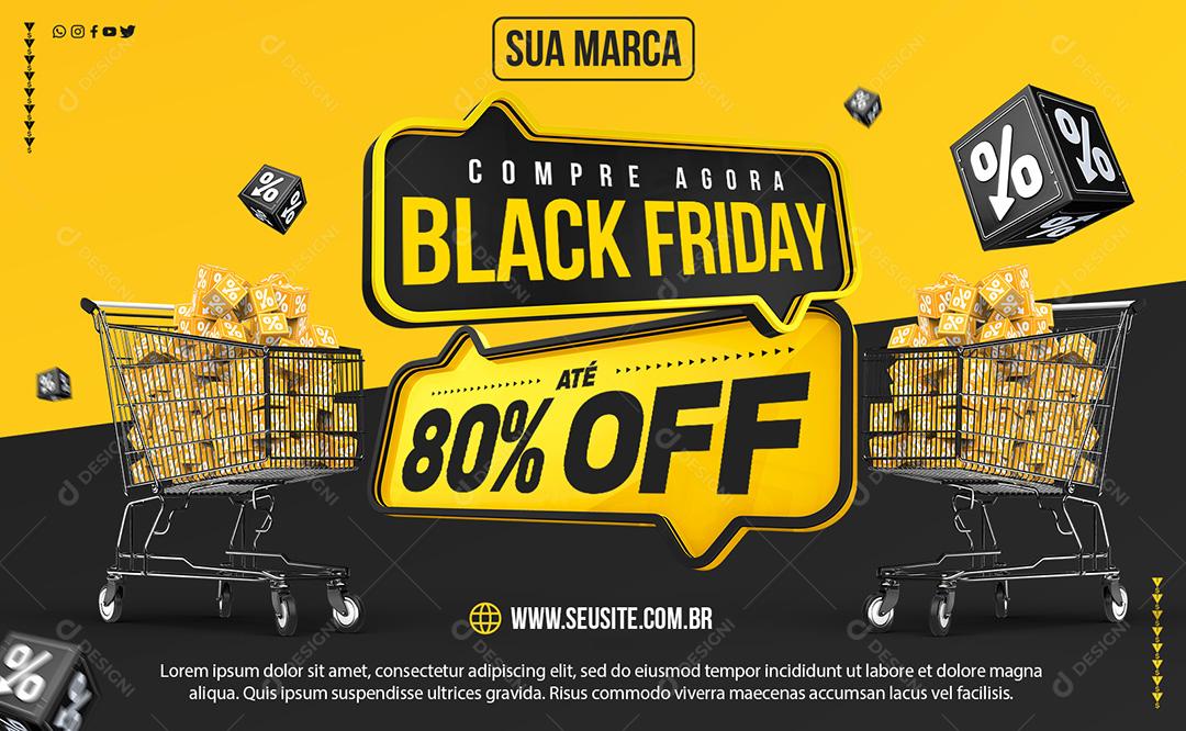 Black Friday Background Até 80% Off Social Media PSD Editável