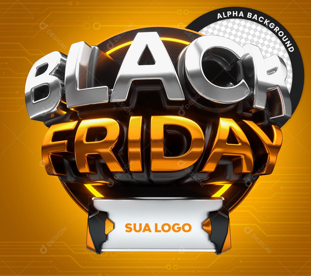 Black Friday Selo 3D Para Composição PSD Editável