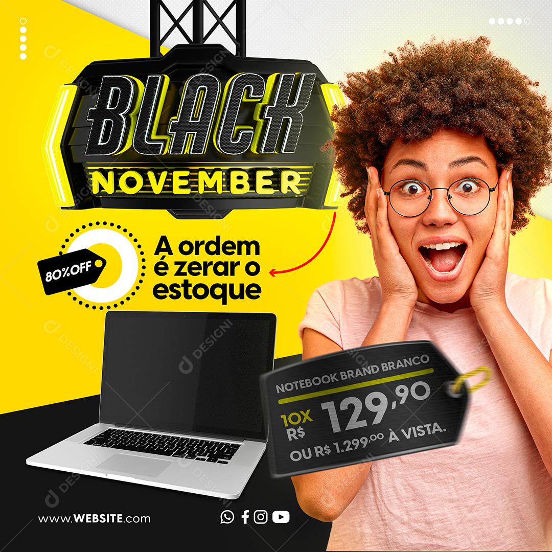 Post Feed Black November Produto Eletrônicos Social Media PSD Editável