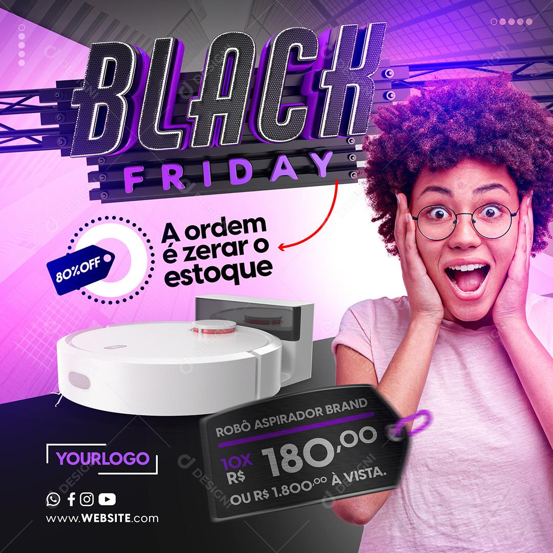 Post Feed Black Friday A Ordem é Zerar o Estoque Social Media PSD Editável