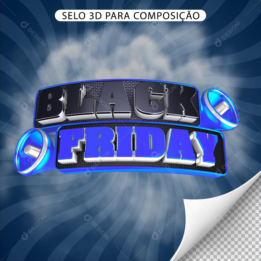 Black Friday Selo 3D Para Composição PNG Transparente Sem Fundo