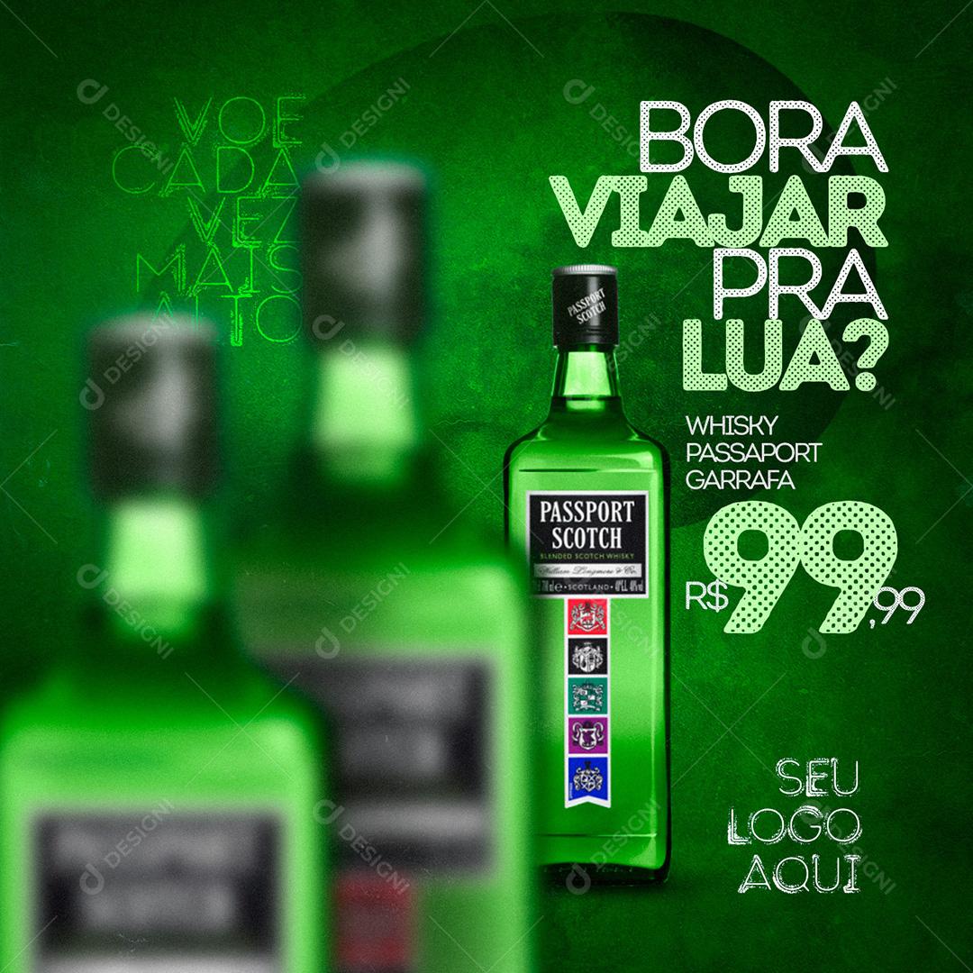 Post Feed Distribuidora Bora Viajar Pra Lua Social Media PSD Editável