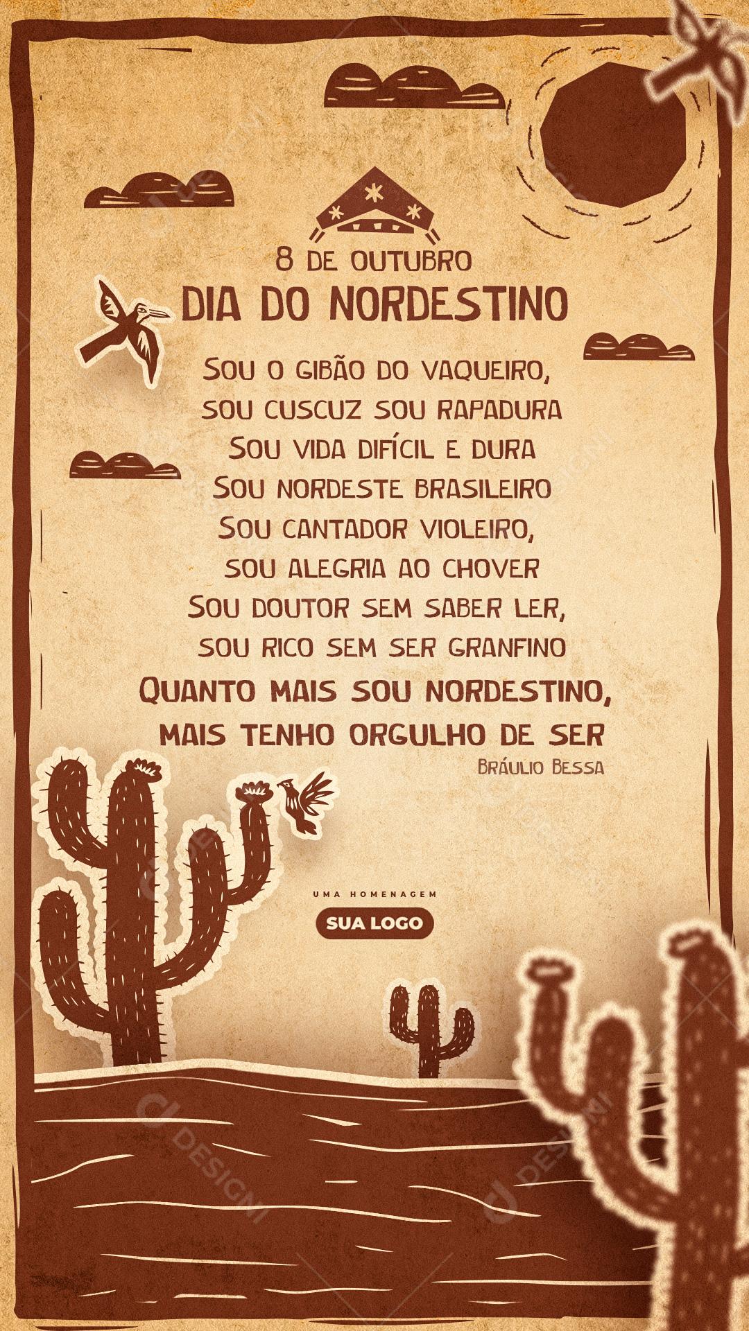 Post Story Data Comemorativa 8 de Outubro Dia do Nordestino Social Media PSD Editável