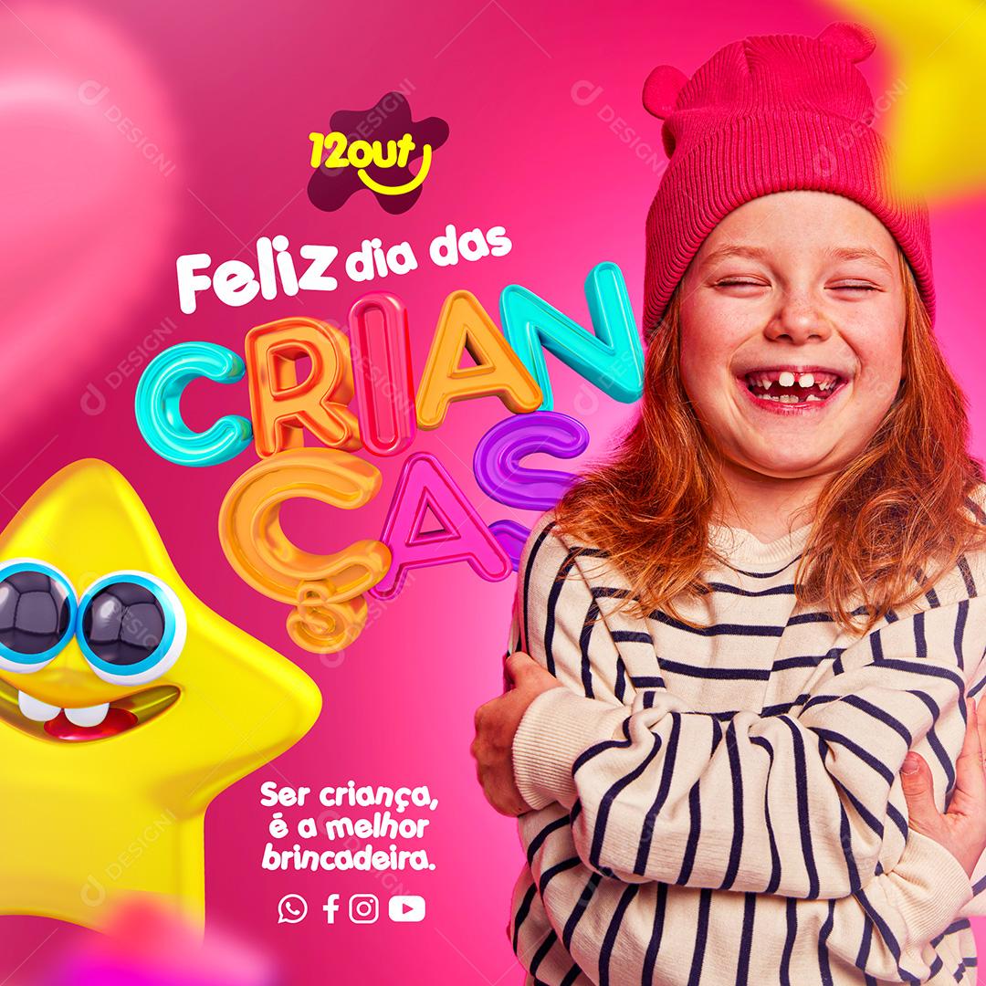 Post Feed Data Comemorativa Feliz Dia das Crianças Social Media PSD Editável