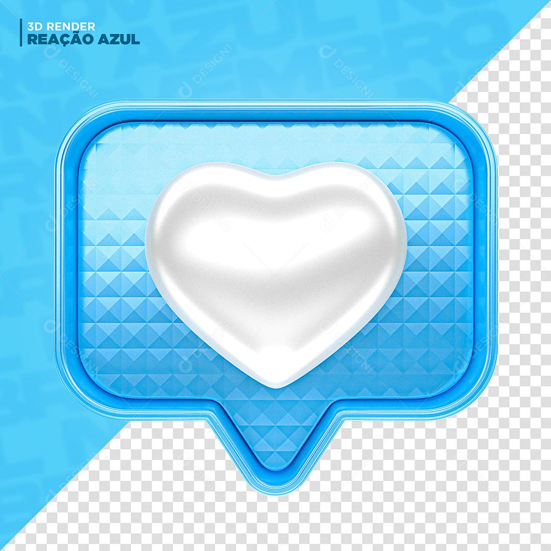 Elemento 3D para Composição Like Instagram Azul PNG Transparente Sem Fundo