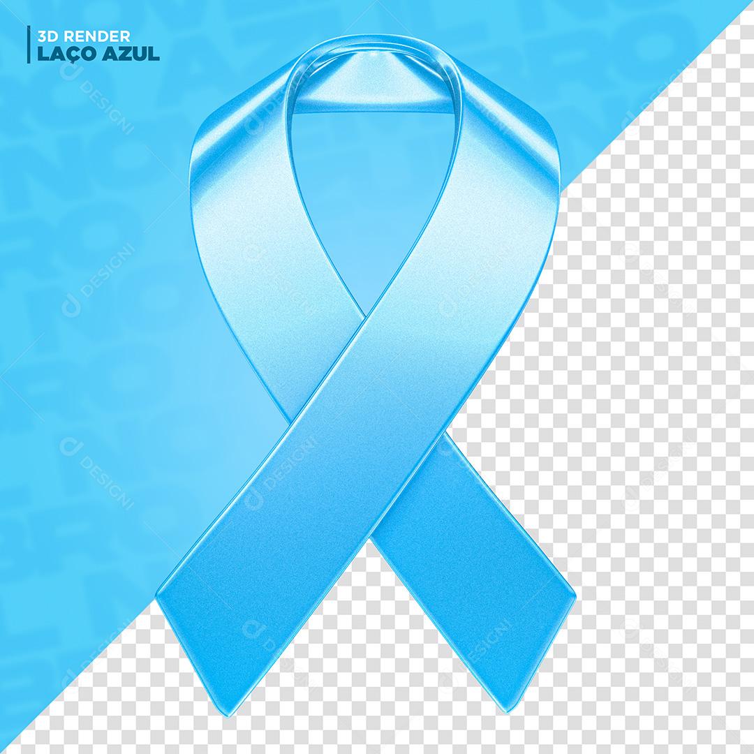 Elemento 3D para Composição Laço Azul PNG Transparente Sem Fundo