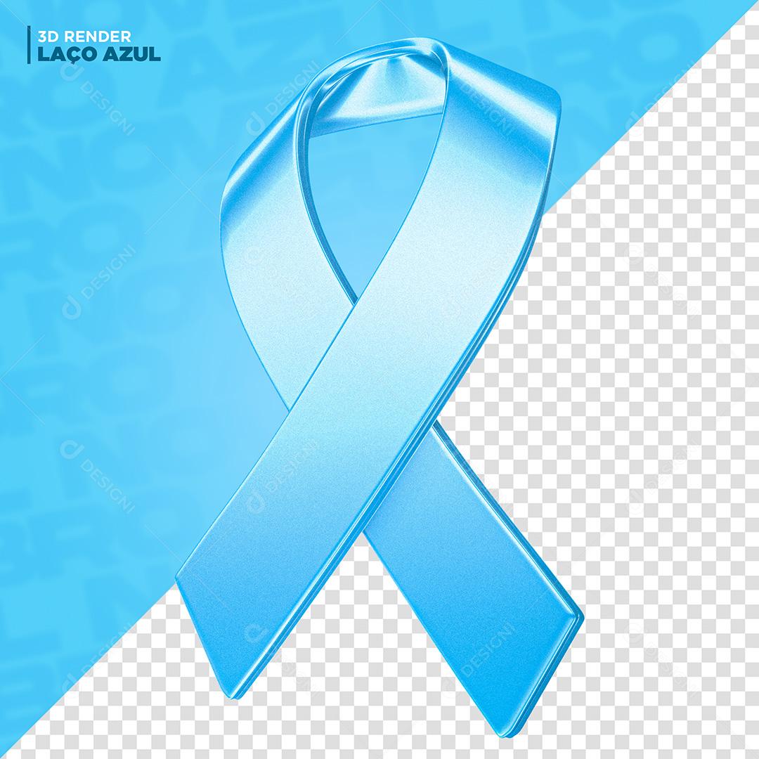 Elemento 3D para Composição Laço Azul PNG Transparente Sem Fundo