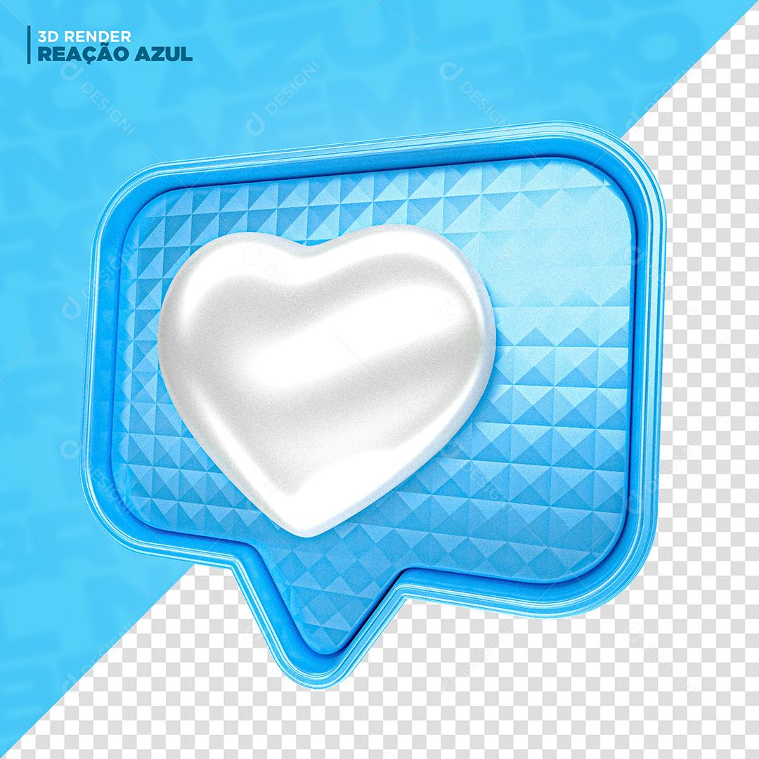 Elemento 3D para Composição Like Instagram Azul PNG Transparente Sem Fundo