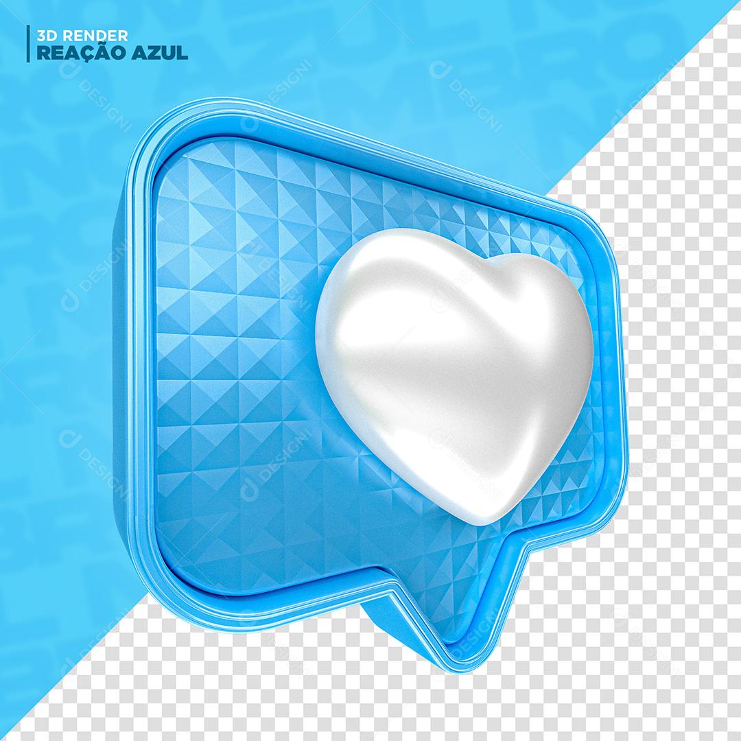 Elemento 3D para Composição Like Instagram Azul PNG Transparente Sem Fundo