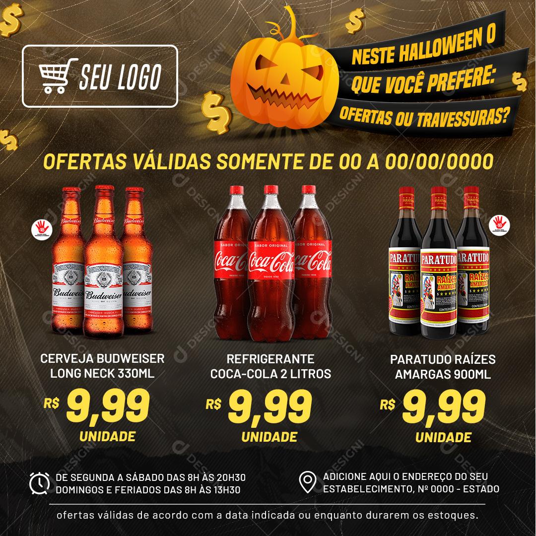 Encarte Neste Halloween O que Você Prefere Social Media PSD Editável