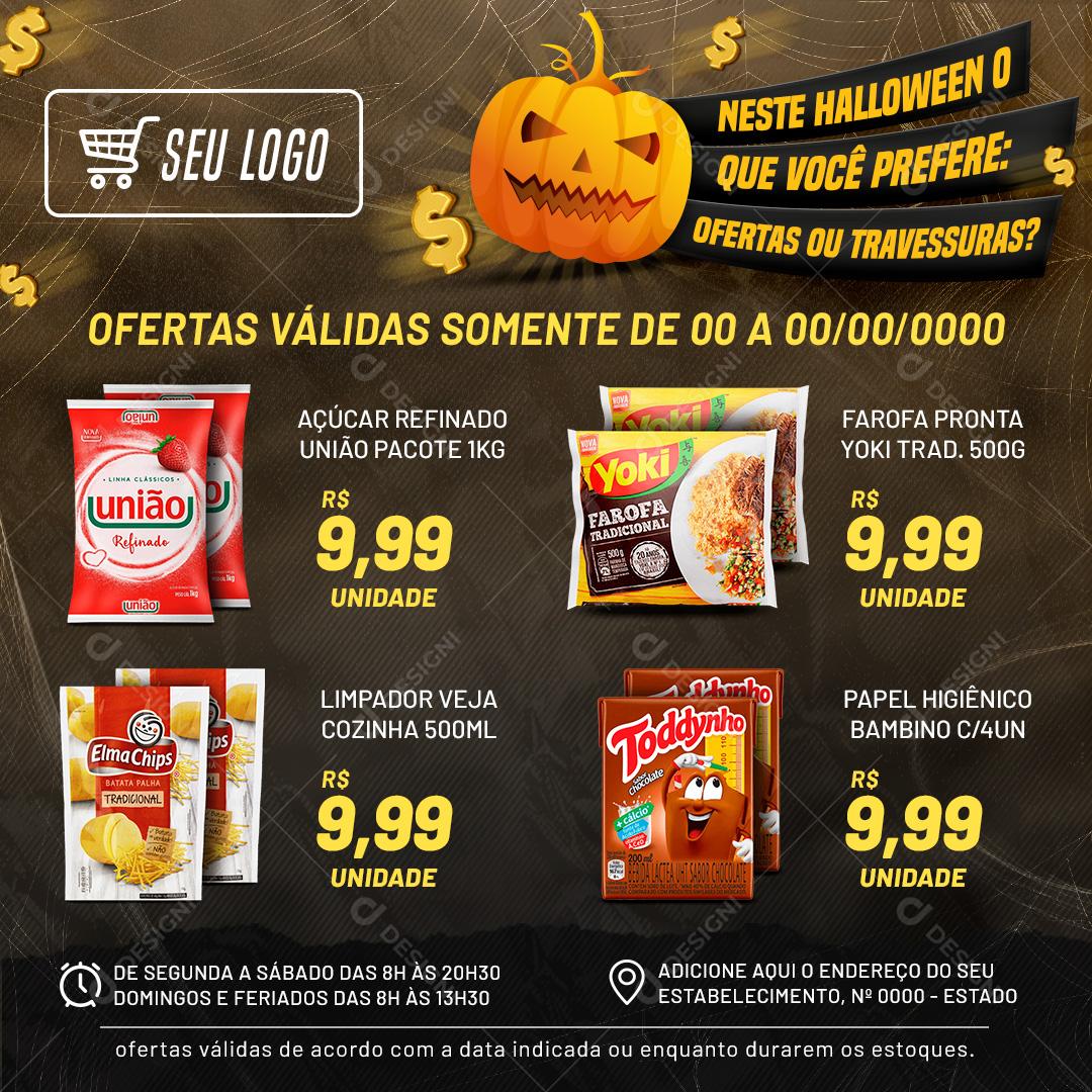 Encarte Neste Halloween O que Você Prefere Social Media PSD Editável