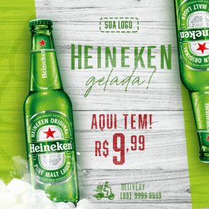 Heineken Gelada Aqui Tem Social Media PSD Editável