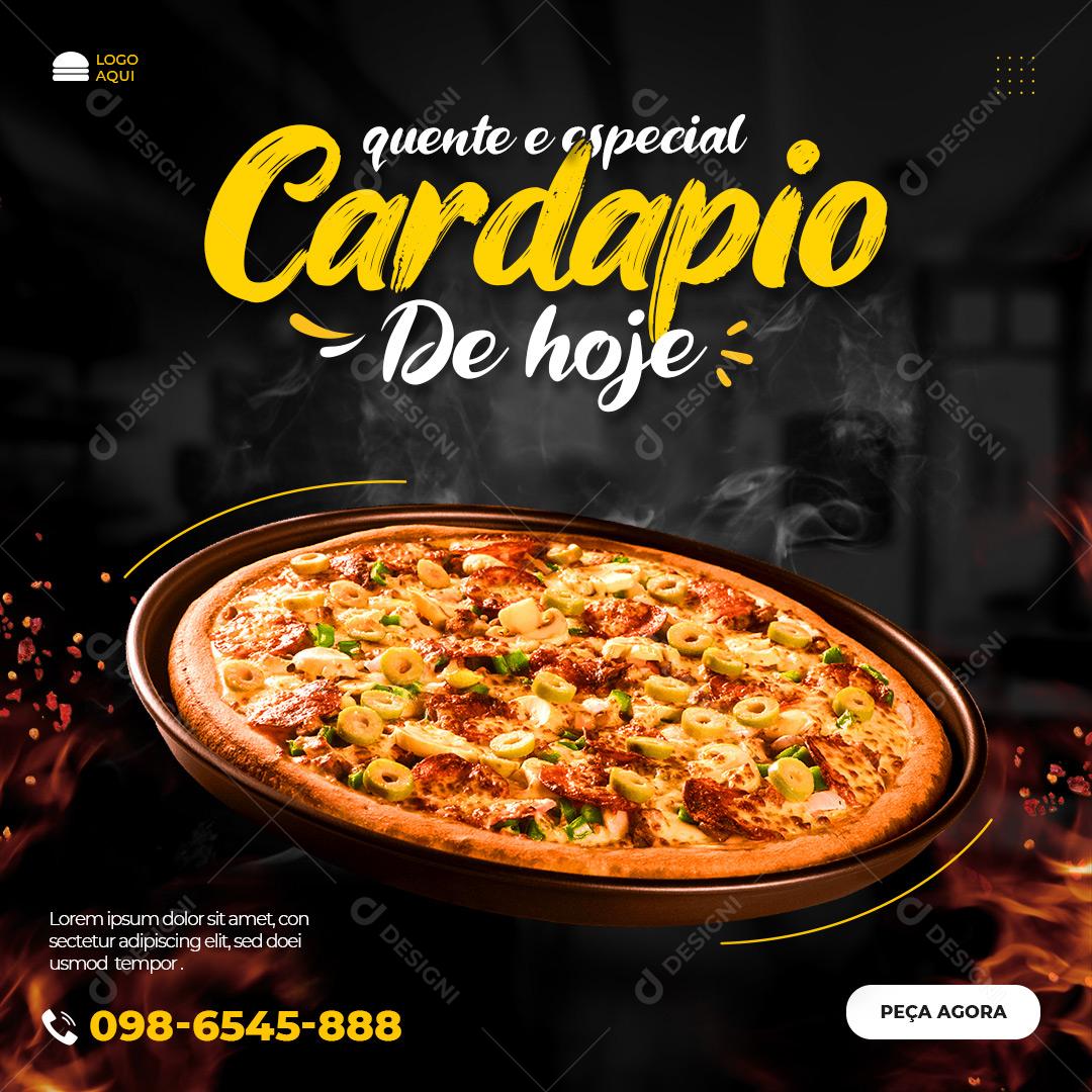 Post Feed Pizzaria Cardápio de Hoje Social Media PSD Editável